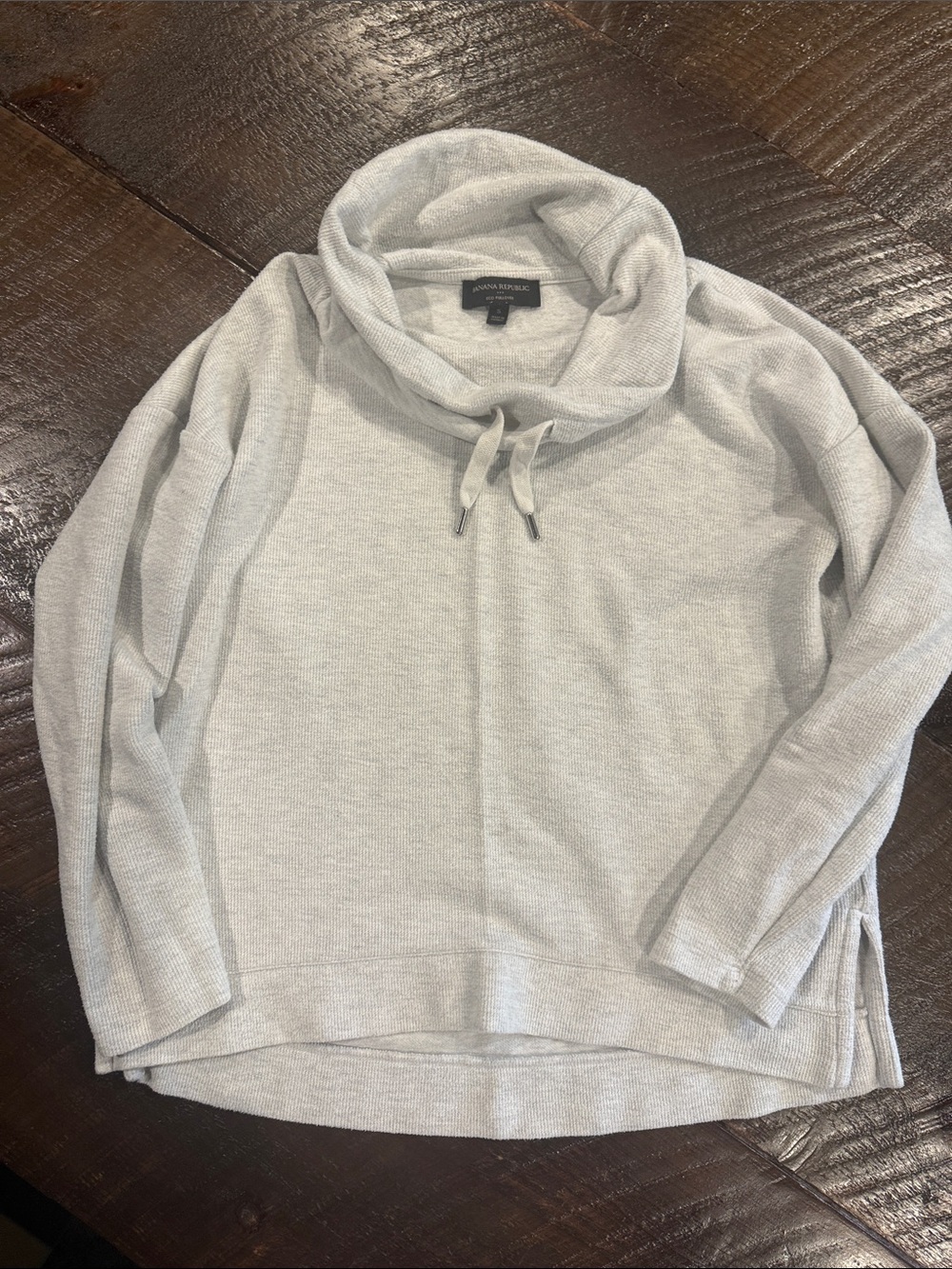 Banana Republic Light Gray Cowl Neck Drawstring Sweater